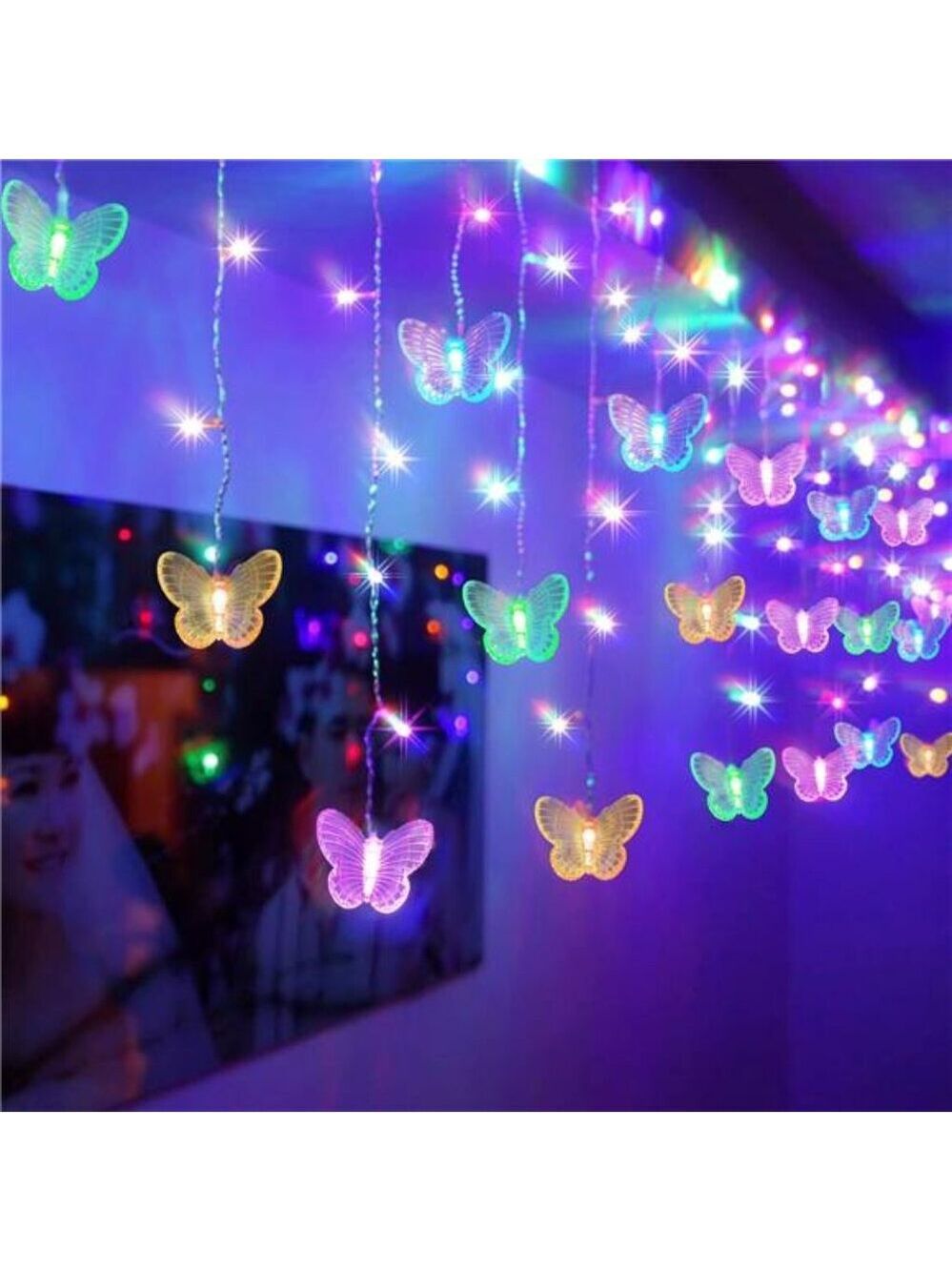 Butterfly curtain fairy lights 20ft multicolor LED string lights remote timer US